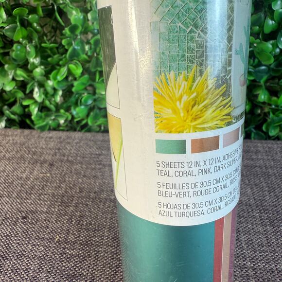 Cricut 5 Sheets 12X12 Adhesive Foil MatteTeal ,Coral, Pink, Dark Silver & Pink - Picture 10 of 12